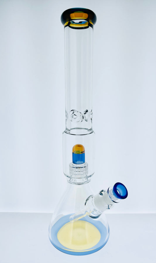 18" Double Color Beaker w/ Showerhead Perc