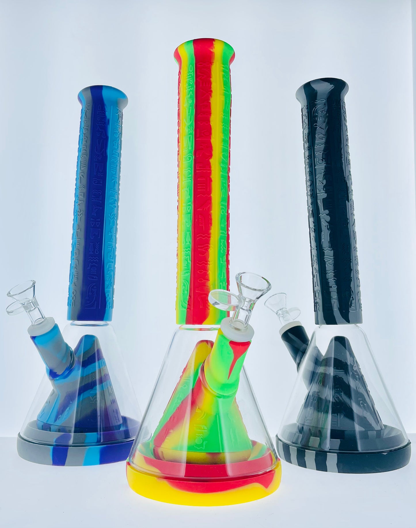 14" Silicone Beaker w/ Glass Chamber & Pyramid Perc