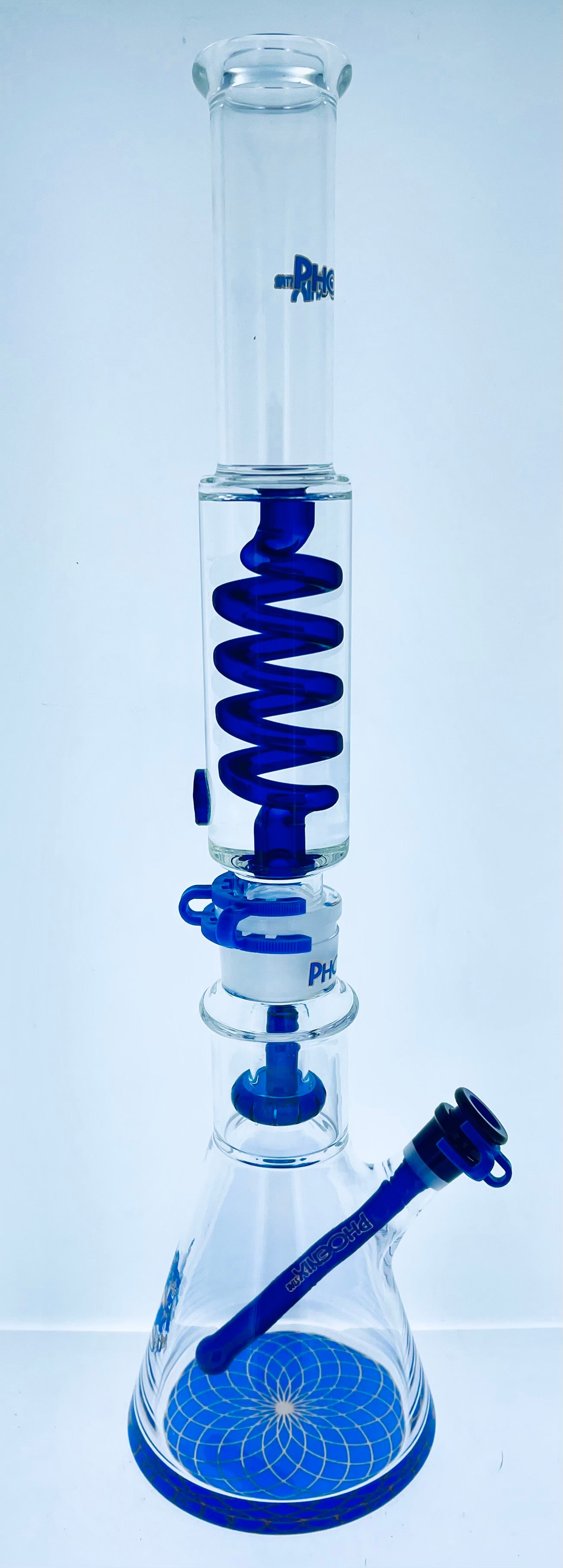 Phoenix 19" Color Accent Beaker w/ Shower Head Perc & Glycerin Coil