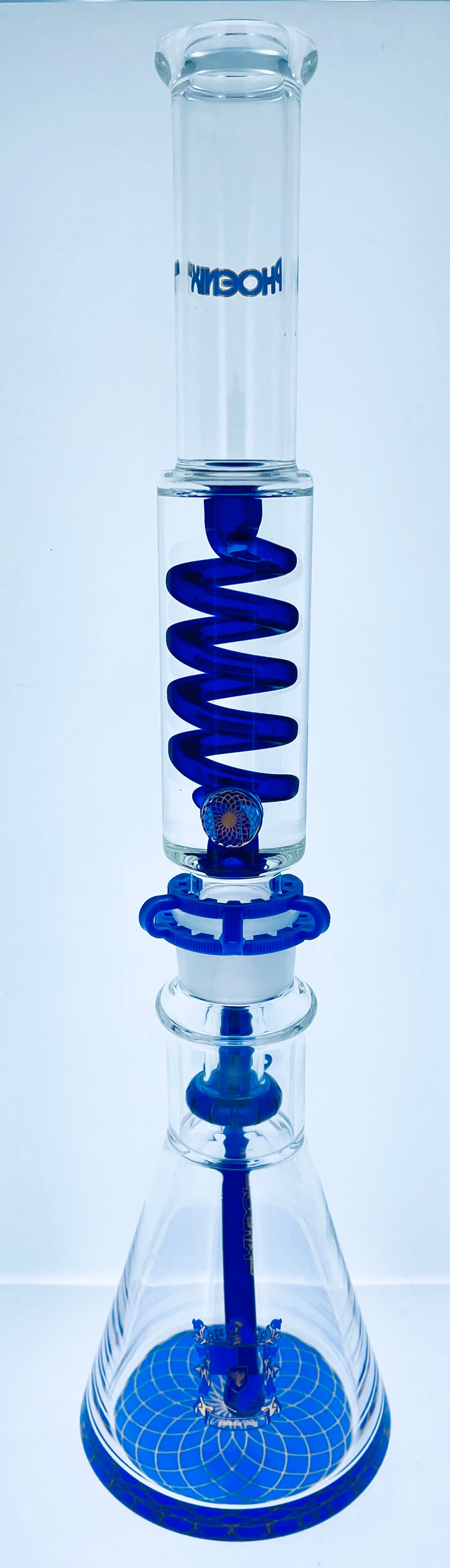 Phoenix 19" Color Accent Beaker w/ Shower Head Perc & Glycerin Coil