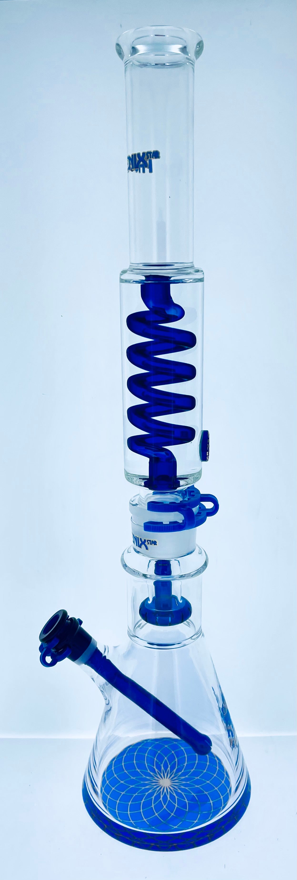 Phoenix 19" Color Accent Beaker w/ Shower Head Perc & Glycerin Coil