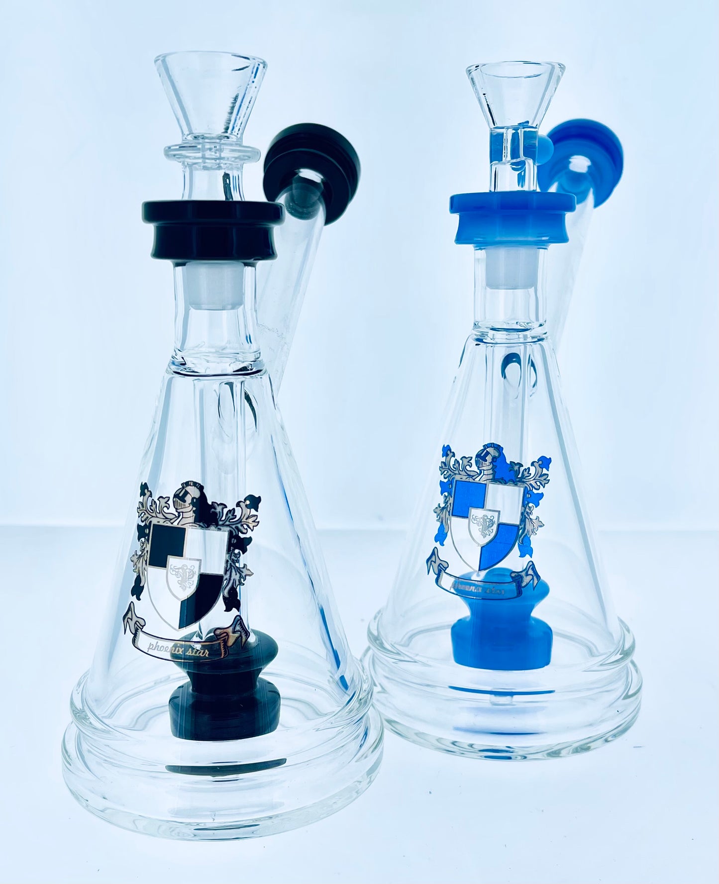 Phoenix Bent Neck Beaker w/ Color Showerhead Perc & Accents