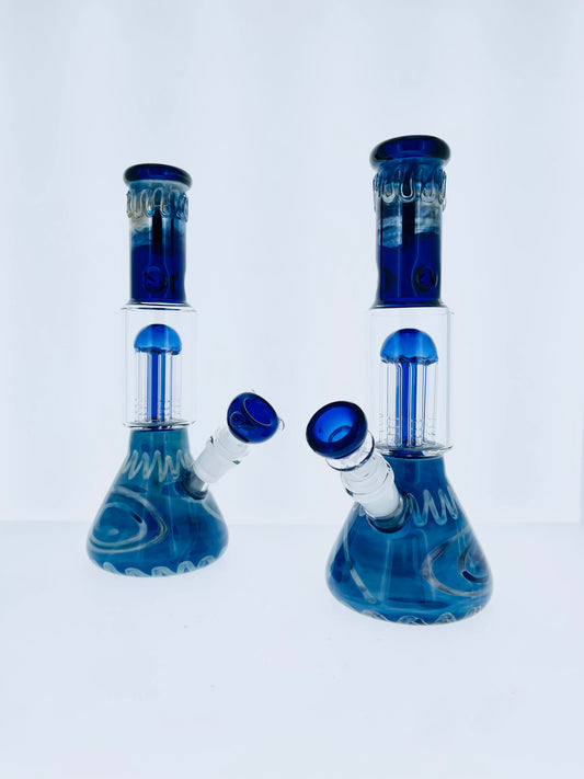 11" Silver Fumed Beaker w/ Tree Arm Perc