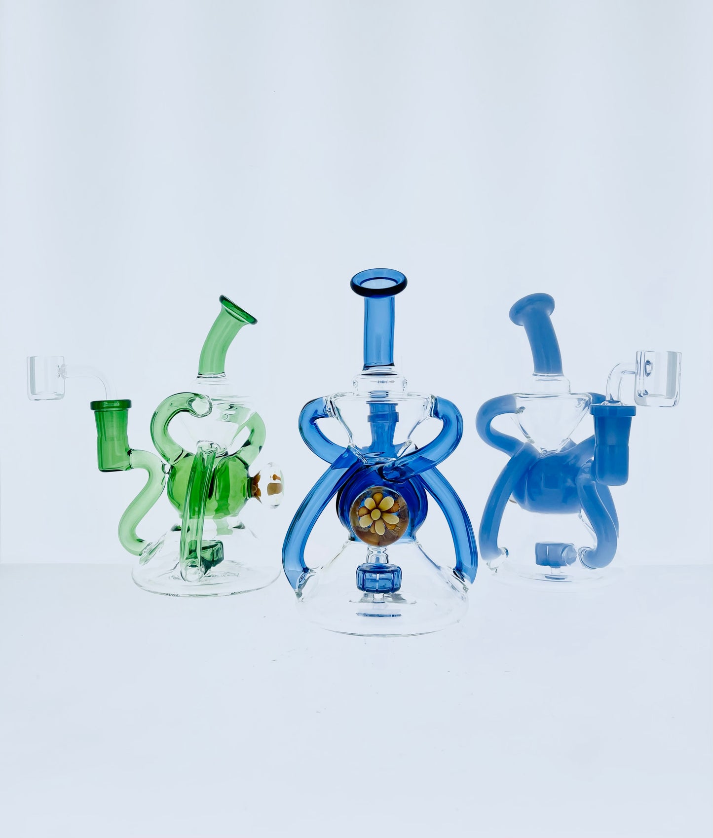 8" Color Recycler w/ Showerhead Perc & Flower Marble