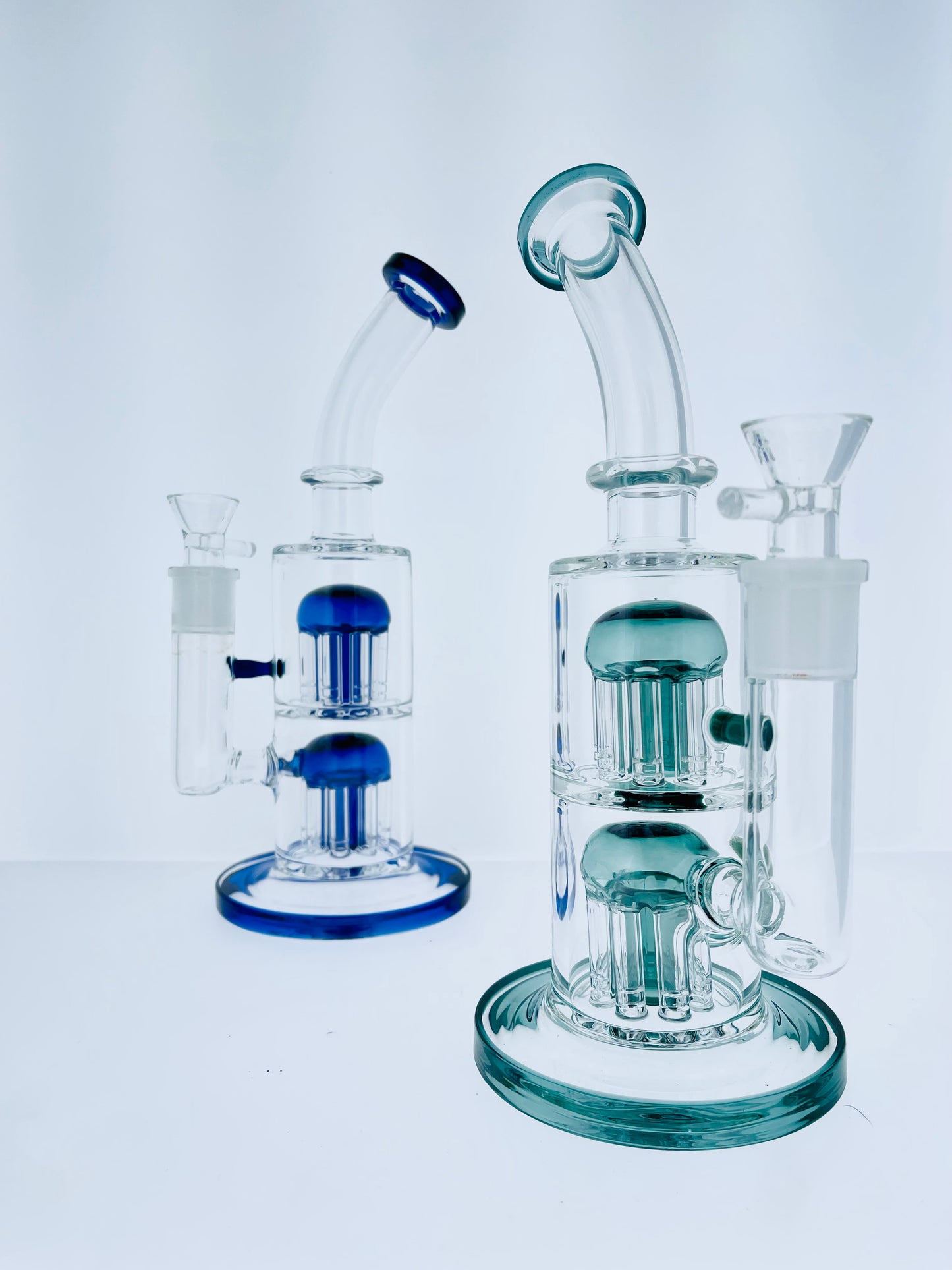 11" Bent Neck Rig w/ Double Tree Arm Perc & Color Accents