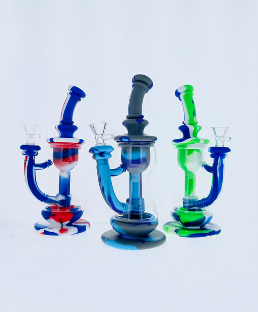 10" Silicone Klein Recycler w/ Glass